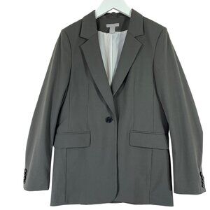 H&M Single-breasted Blazer color Dark gray-green size xs